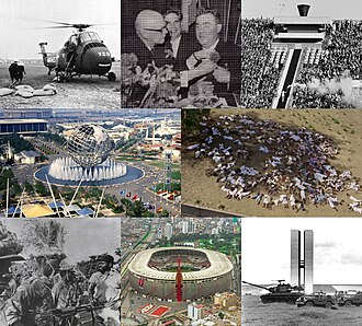 1964 — En el sentido de las agujas del reloj desde arriba a la izquierda: helicópteros estadounidenses entregando suministros durante las inundaciones en Vietnam del Sur que provocaron la muerte de…