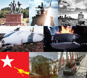1988 — En el sentido de las agujas del reloj desde la parte superior izquierda: La plataforma petrolera Piper Alpha explota y se derrumba en el Mar del Norte, matando a 165 trabajadores; El USS Vin…